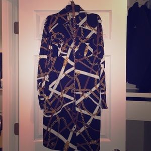 Michael Kors Navy Shirt Dress chain pattern